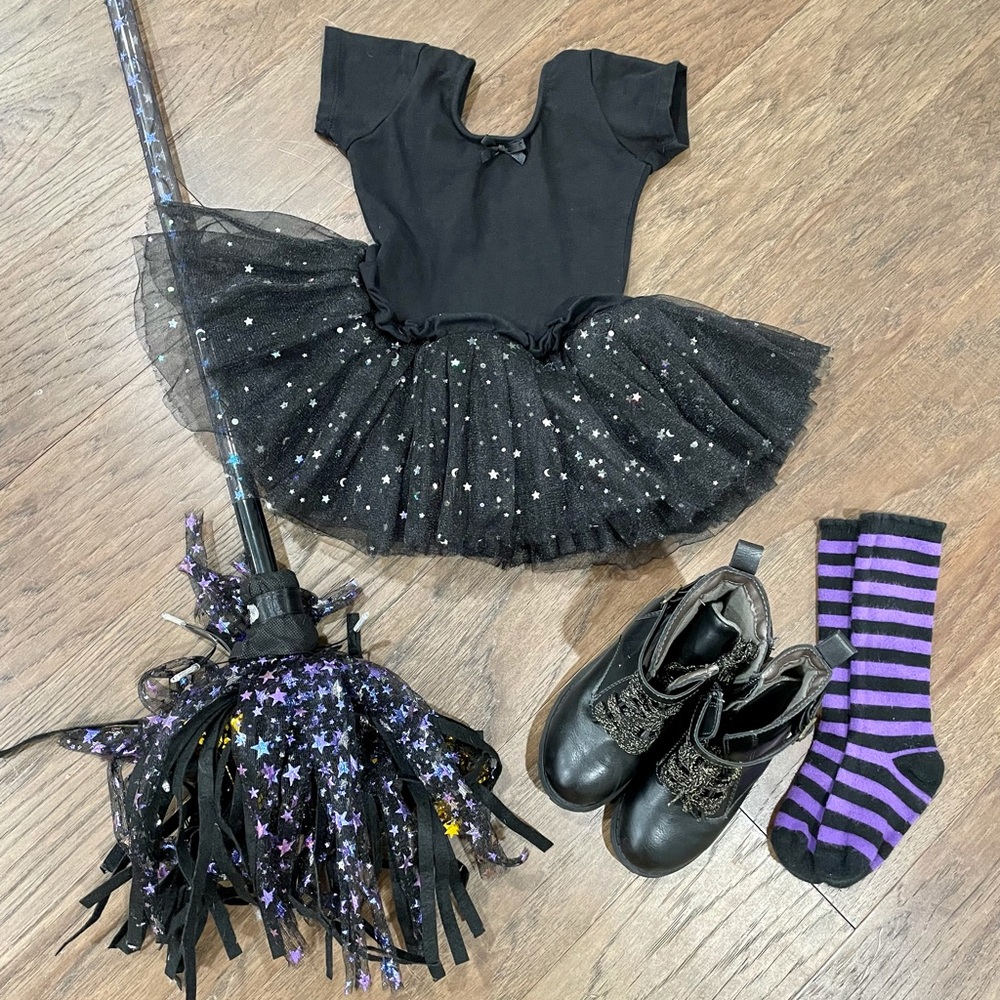 Toddler Girls Tutu Witch Costume Set 3T